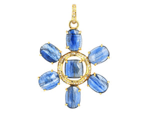 Pave Diamond & Blue Kyanite Flower Pendant, (DPL-2541)