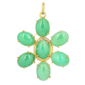 Pave Diamond & Chrysoprase Flower Pendant, (DPL-2536)