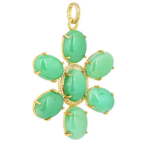 Pave Diamond & Chrysoprase Flower Pendant, (DPL-2536)