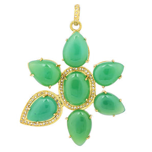 Pave Diamond & Chrysoprase Flower Pendant, (DPL-2543)