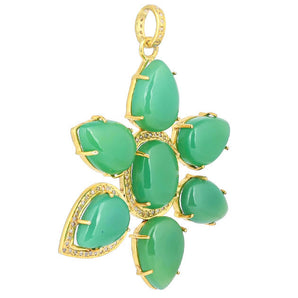 Pave Diamond & Chrysoprase Flower Pendant, (DPL-2543)