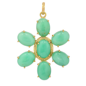 Pave Diamond & Chrysoprase Flower Pendant, (DPL-2538)