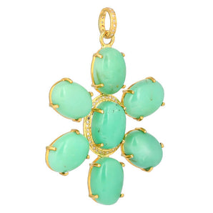 Pave Diamond & Chrysoprase Flower Pendant, (DPL-2538)