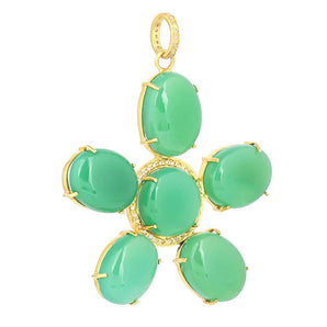 Pave Diamond & Chrysoprase Large Daisy Flower Pendant, (DPL-2537)