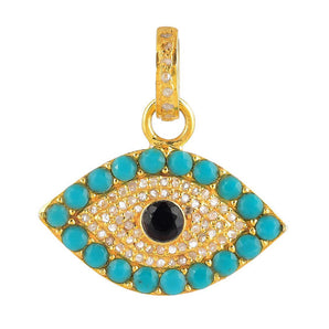 Pave Diamond & Turquoise Evil Eye Pendant, (DPM-1251)