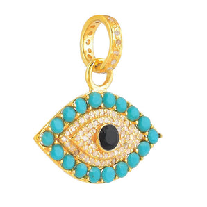 Pave Diamond & Turquoise Evil Eye Pendant, (DPM-1251)