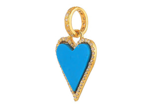 Pave Diamond Turquoise Love Heart Pendant, (DPS-201)