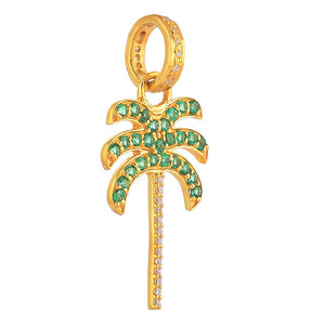 Pave Diamond & Emerald Palm Tree Pendant, (DPM-1249)