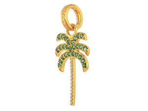 Pave Diamond & Emerald Palm Tree Pendant, (DPM-1249)