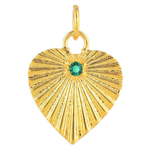 Pave Diamond & Emerald Fluted Heart Pendant, (DPM-1250)