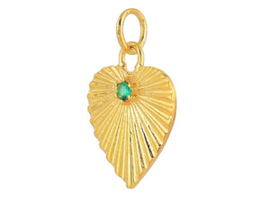 Pave Diamond & Emerald Fluted Heart Pendant, (DPM-1250)