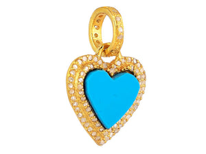 Pave Diamond Turquoise Love Heart Pendant, (DPS-199)