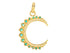 Pave Diamond Emerald Crescent Moon Pendant, (DPL-2525)