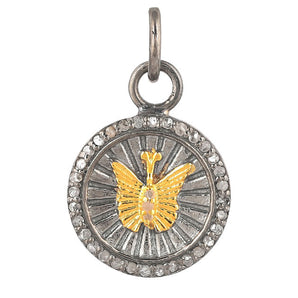 Pave Diamond Fluted Butterfly Pendant, (DPS-200)