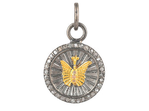 Pave Diamond Fluted Butterfly Pendant, (DPS-200)