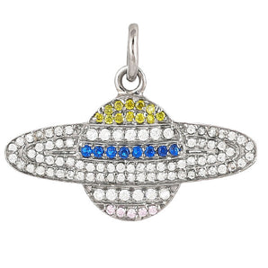 Pave Diamond Saturn, Celestial Solar Pendant, (DPM-1257)