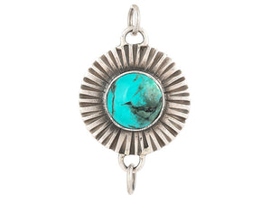 Sterling Silver Turquoise  Artisan Fluted  Connector (SP-5698)