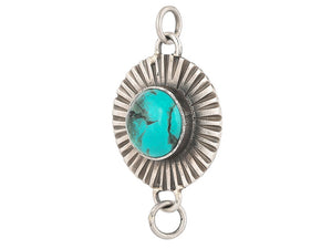 Sterling Silver Turquoise  Artisan Fluted  Connector (SP-5698)