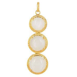 Pave Diamond Moonstone three Drop Pendant, (DPL-2522)