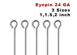 Sterling Silver Eyepin 24 GA, 3 Sizes, Wholesale Bulk Pricing, (SS/E24)