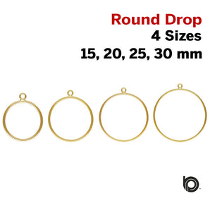 2 Pcs, 14k Gold Filled Round Drop, 4 Sizes, (GF-762) - Beadspoint