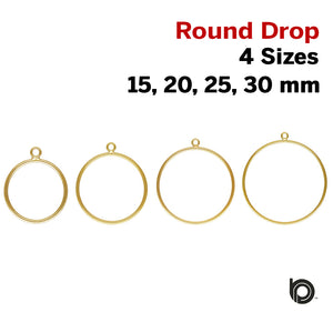 2 Pcs, 14k Gold Filled Round Drop, 4 Sizes, (GF-762) - Beadspoint