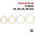 2 Pcs, 14k Gold Filled Round Drop, 4 Sizes, (GF-762)
