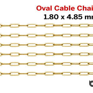 14k Gold Filled Paper Clip Chain, 1.80 x 4.85 mm links, (GF-032)