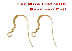 14K Gold Filled Ear Wire Flat with Bead and Coil, (GF-303)