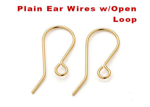 14K Gold Filled Plain Ear Wires With Open Loop, (GF-304)