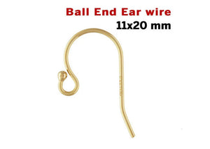 14k Gold Filled Ball End Ear Wire, (GF-306)