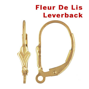 14K Gold Filled Fleur De Lis Leverback, (GF323)
