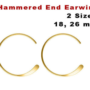 14k Gold Filled Endless Hammered End Ear Wires, (GF-330)