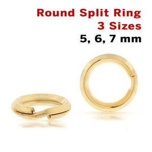 14K Gold Filled Round Split Ring, 3 Sizes, (GF-363)