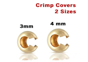 14k Gold Filled Crimp Covers, 2 Sizes, (GF-380)