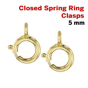 14K Gold Filled Spring Ring Clasps, Closed Ring Attached 5 mm, (GF-450-5C)