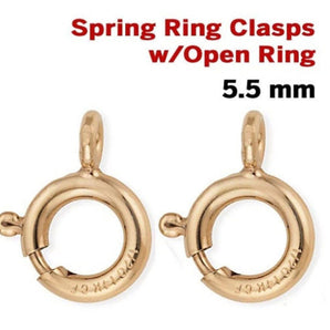 14K Gold Filled Spring Ring Clasps, Closed Ring Attached 5.5 mm, (GF-450-5.5C)