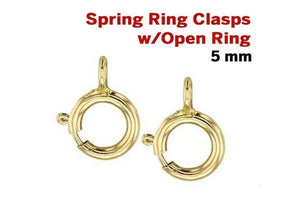 14K Gold Filled Spring Ring Clasps, Open Ring Attached 5 mm, (GF-450-5O)