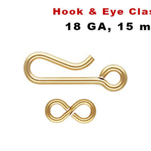 14K Gold Filled Hook and Eye Clasp, 18 Ga, Hook Clasp - 14.25mm and Eye Clasp - 4.25x9.0mm, (GF-451)