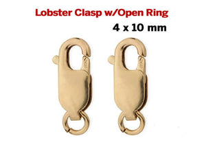 14K Gold Filled Lobster Clasp Open Ring Attached 4X10 mm, (GF-465)
