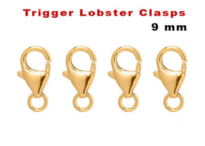 14K Gold Filled Trigger Lobster Clasps 9 mm, 5 Pcs, (GF-470)