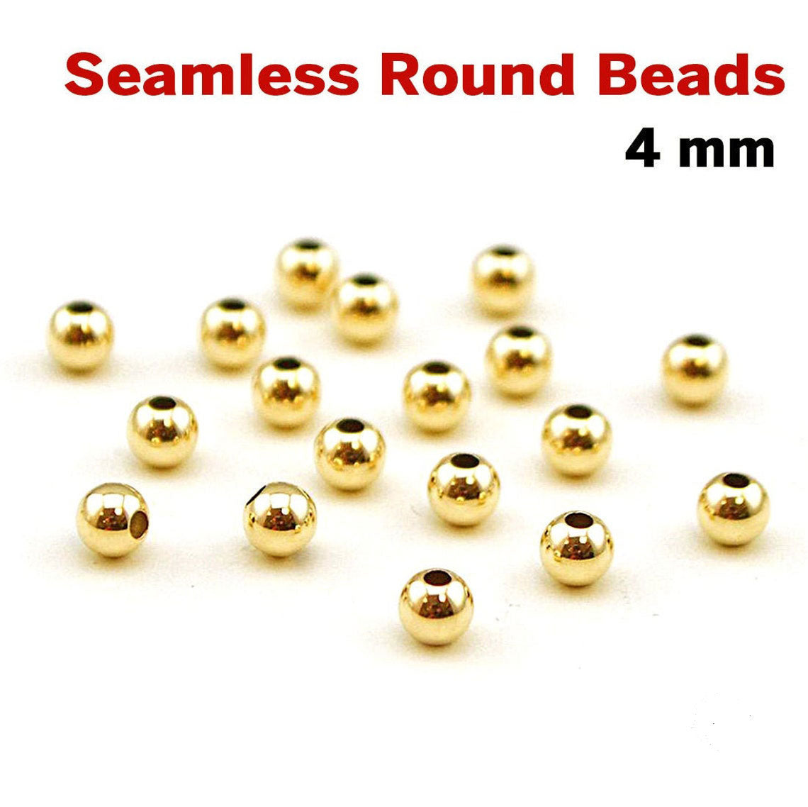 14K Gold Filled 4 mm Round Beads Seamless, (GF-550-4)