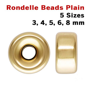 14k Gold Filled Rondelle Plain Beads, 5 Sizes, (GF-610)