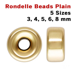 14k Gold Filled Rondelle Plain Beads, 5 Sizes, (GF-610)
