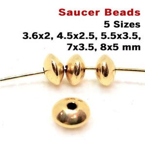 14k Gold Filled Saucer Beads, 5 Sizes, (GF-620)