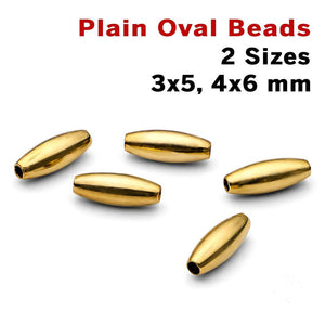 14k Gold Filled Plain Oval Beads, 2 Sizes, (GF-700)