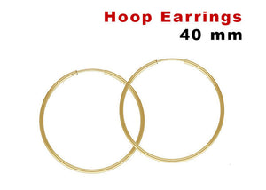 14K Gold Filled Hoop Earrings 1/20 Inch Thickness 1.6 Inch Diameter, 40 mm Thin, (GF-706)