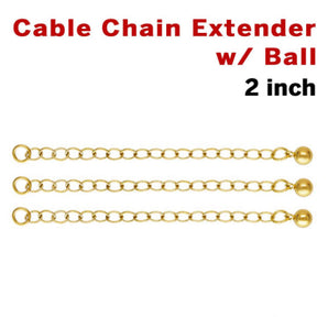 14K Gold Filled 2 Inch Cable Chain Extender with 4mm Ball, (GF-708)