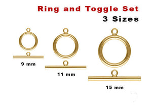 14K Gold Filled Toggle Ring Set, 3 Sizes, Gold Filled Toggle, (GF-758)