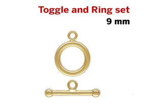 14K Gold Filled Toggle and Ring Set, 9 mm, (GF-759)